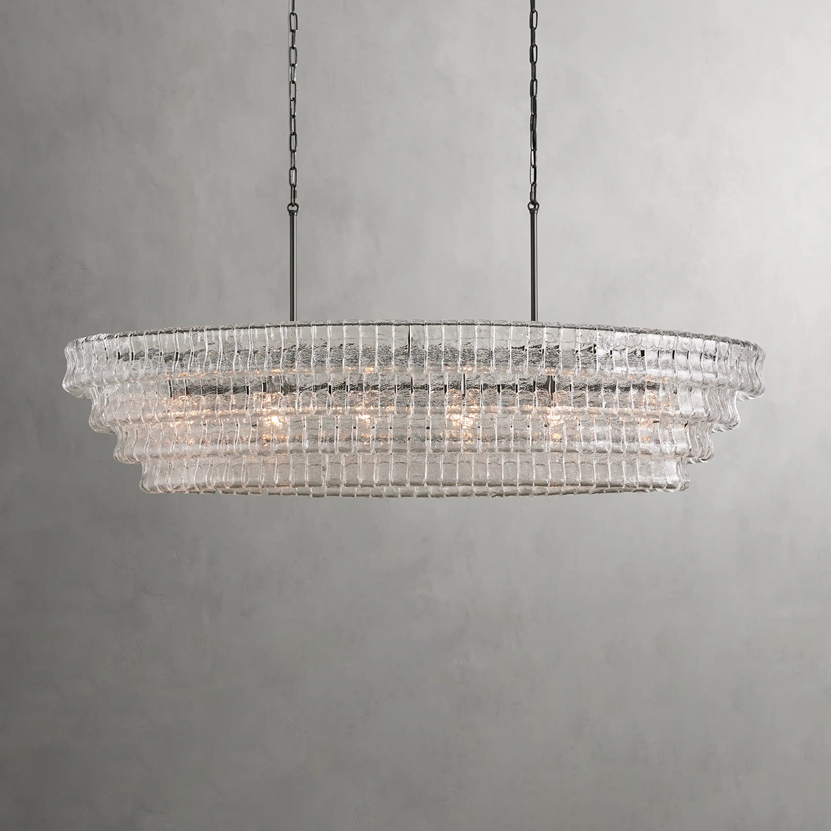 Art Glass Ghiaccio Oval Chandelier