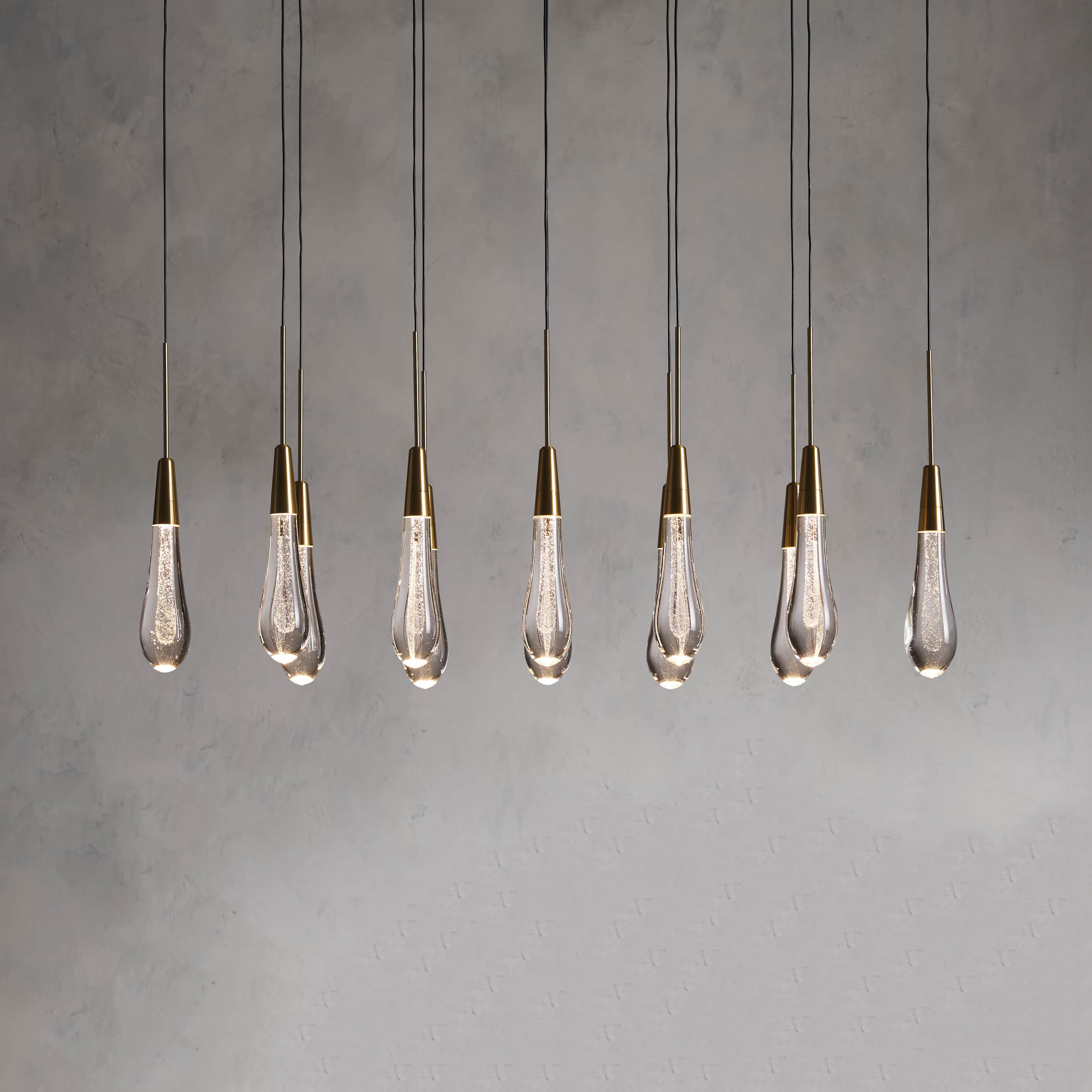 Soltaire Modern Glass Linear Chandelier 37'' 50'' 70''W 87"W 120"W Chandelier Kevin Studio Inc   