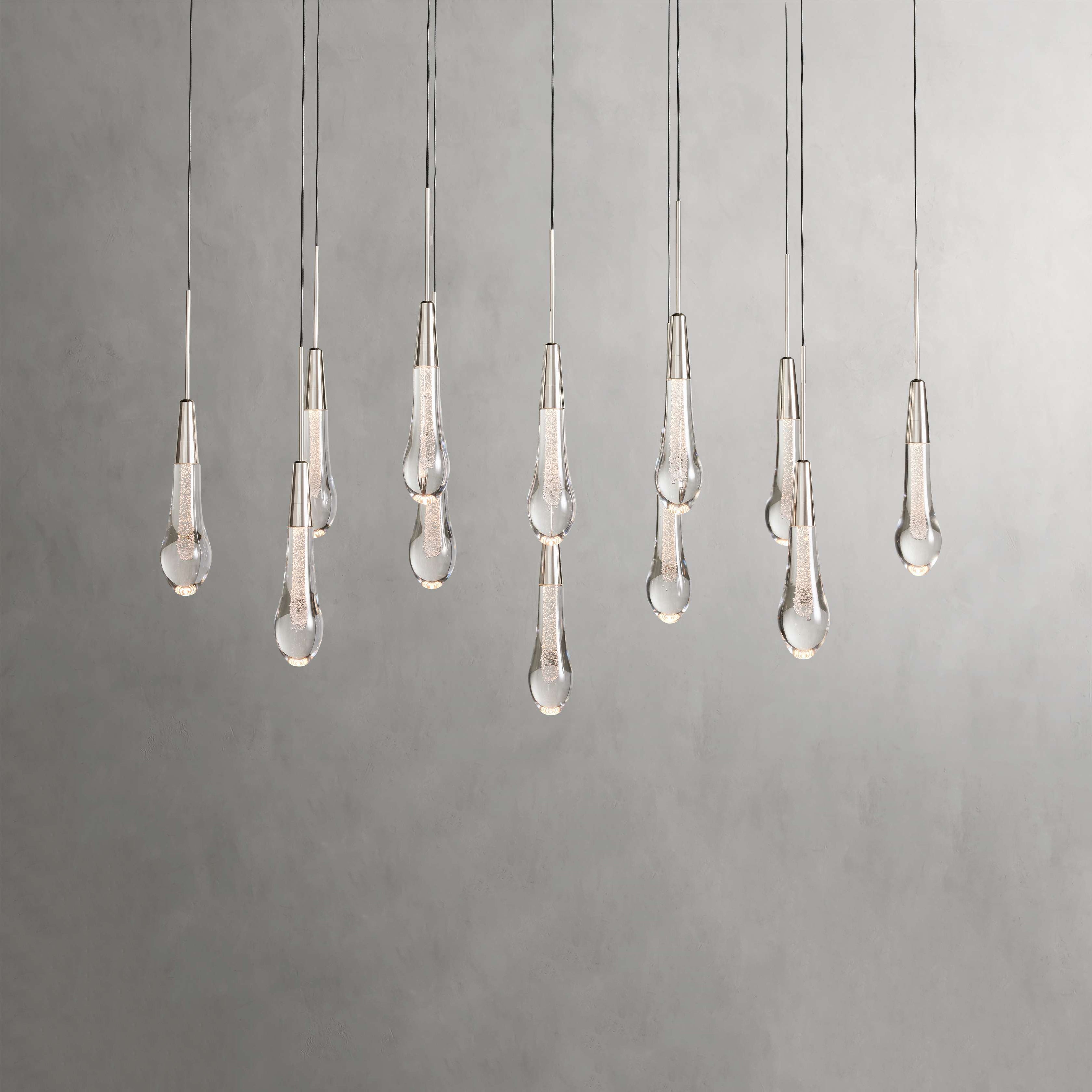 Soltaire Modern Glass Linear Chandelier 37'' 50'' 70''W 87"W 120"W Chandelier Kevin Studio Inc   