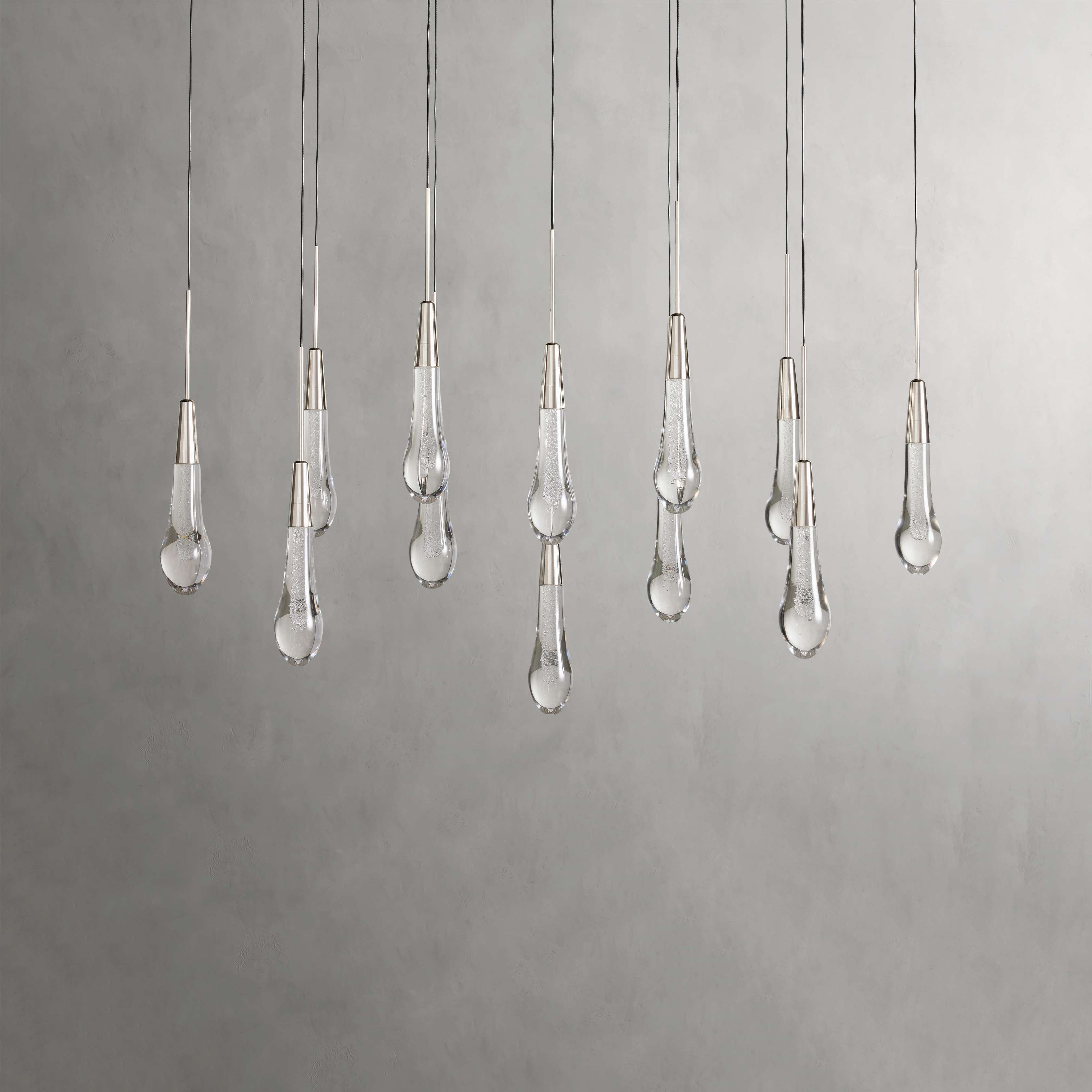 Soltaire Modern Glass Linear Chandelier 37'' 50'' 70''W 87"W 120"W Chandelier Kevin Studio Inc Nickel 37'' 