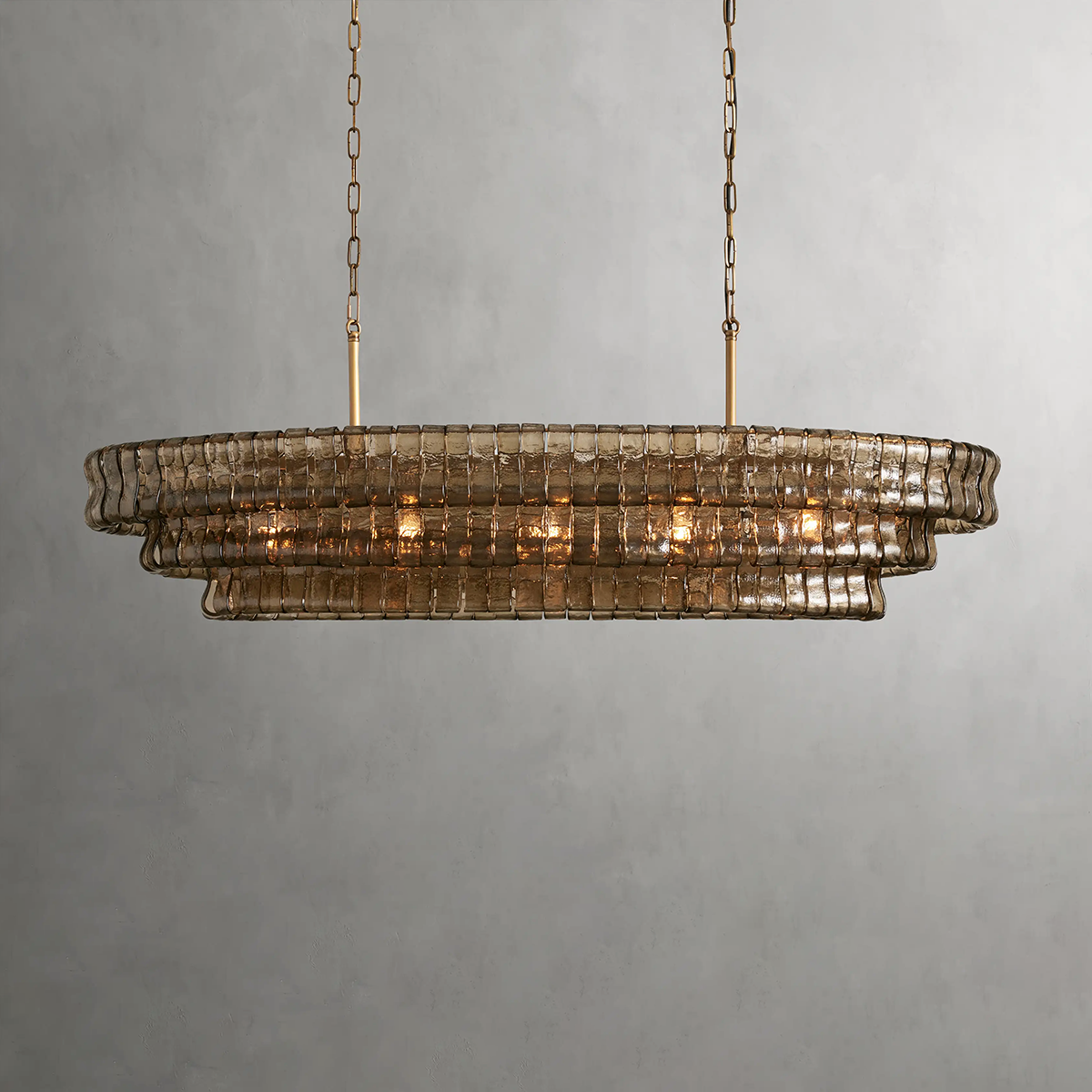 Art Glass Ghiaccio Oval Chandelier