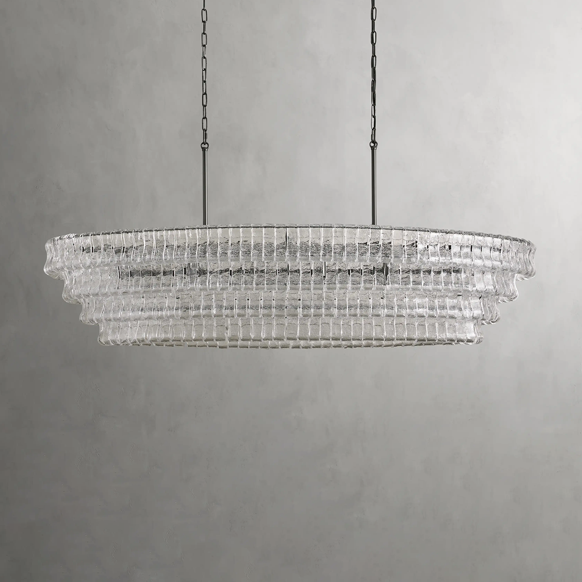 Art Glass Ghiaccio Oval Chandelier