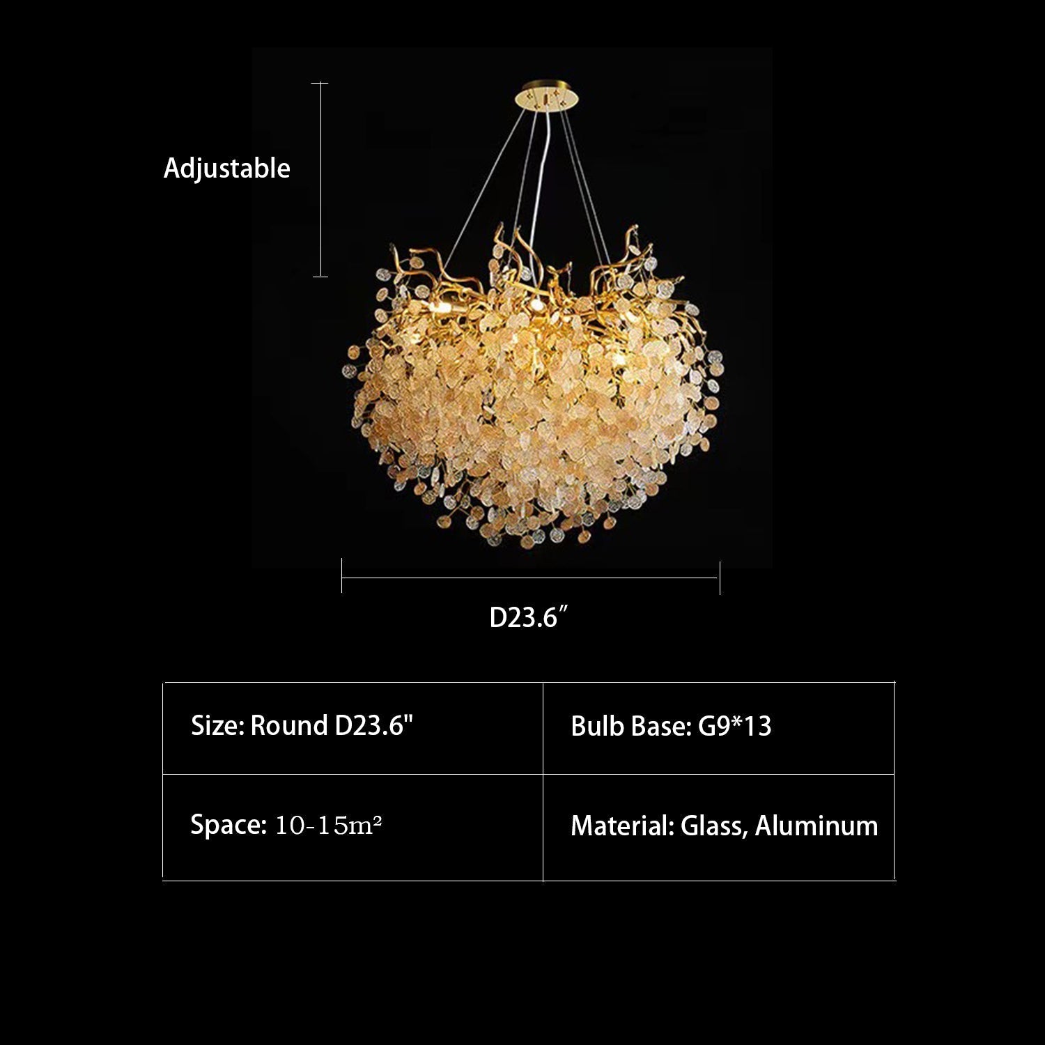 Round D23.6" chandelier,chandeliers,dining room,modern chandeliers,dining room chandeliers,branch,glass chandelier