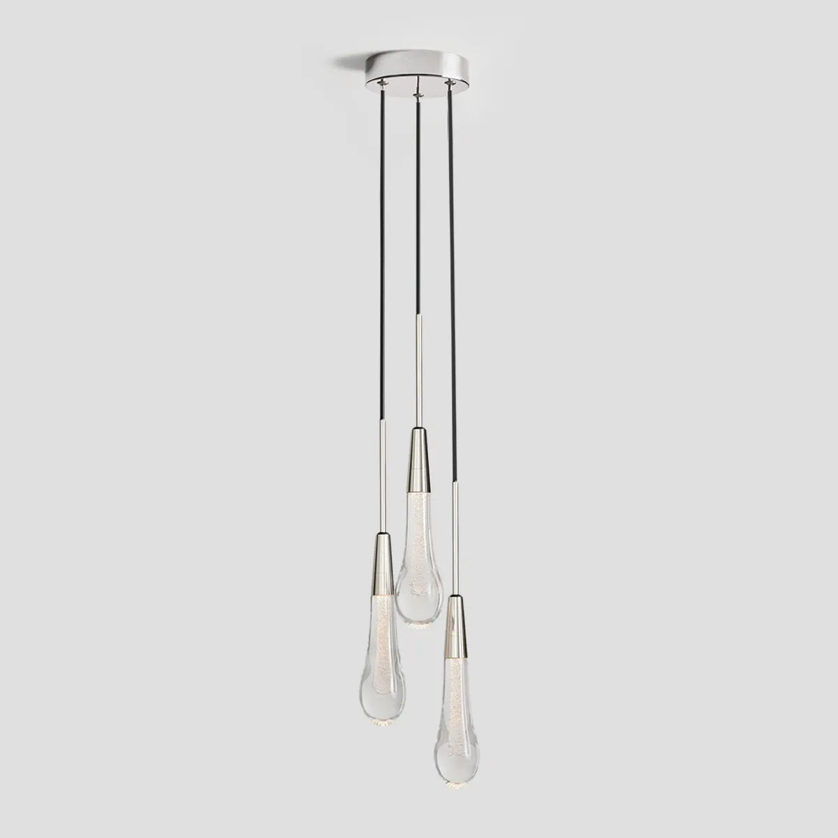 Soltaire Modern 3 Light Glass Round Chandelier Lighting Chandelier Kevin Studio Inc Nickel  