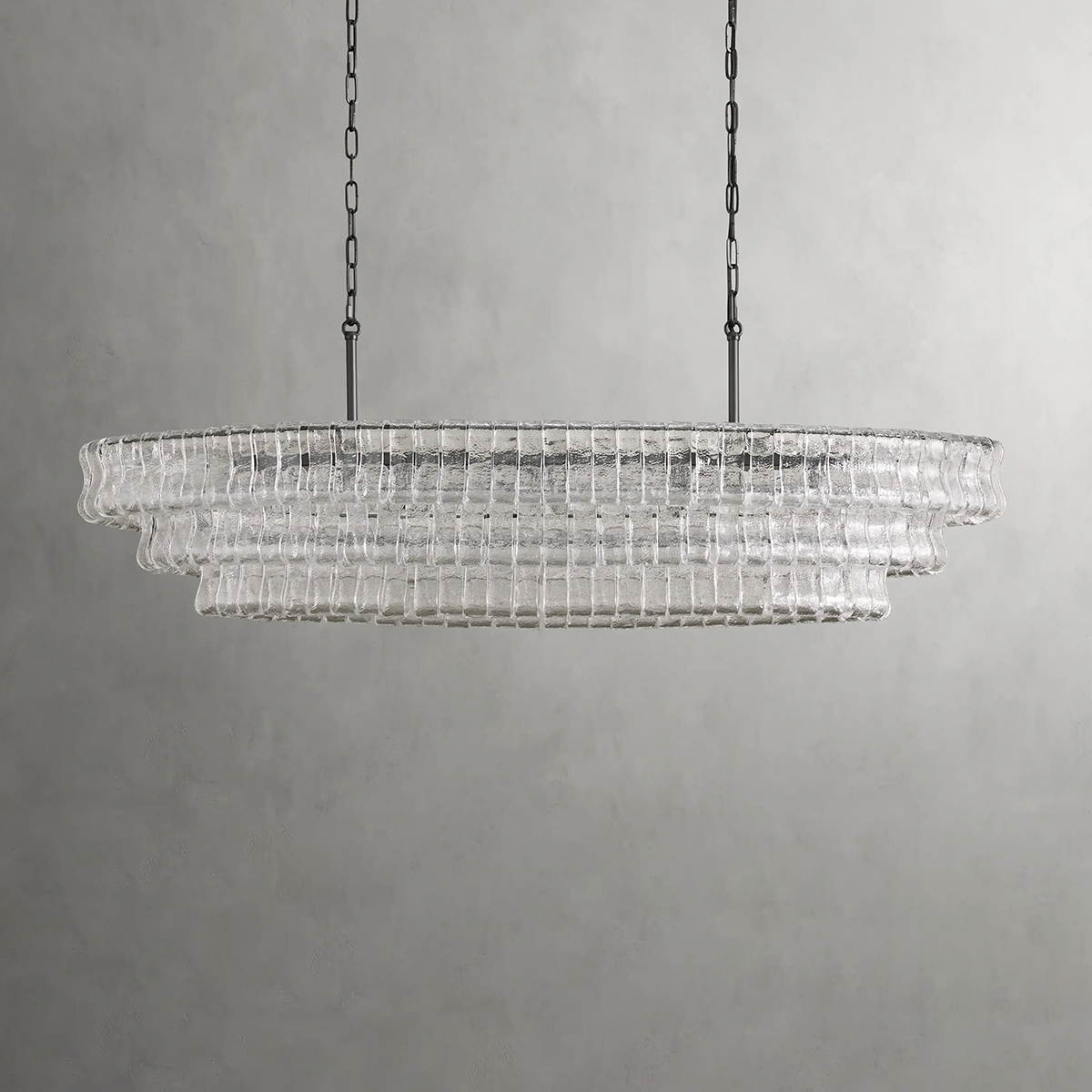 Art Glass Ghiaccio Oval Chandelier