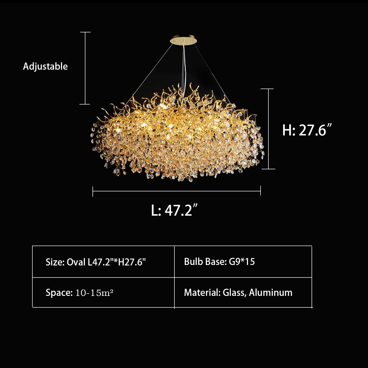 Oval L47.2"*H27.6" chandelier,chandeliers,dining room,modern chandeliers,dining room chandeliers,branch,glass chandelier