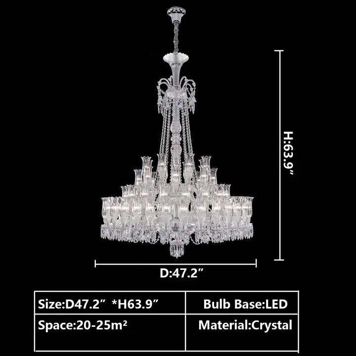 Extra Large French-style Romantic Flower Branch Art Crystal Chandelier Multi-layers Chrome Crystal Light for Big Foyer/Staircase/Hallway ,shining, delicate,noble,D39.4"*H53.3" D47.2"*H63.9" D59.1"*H79.9" D66.9"*H90.6"