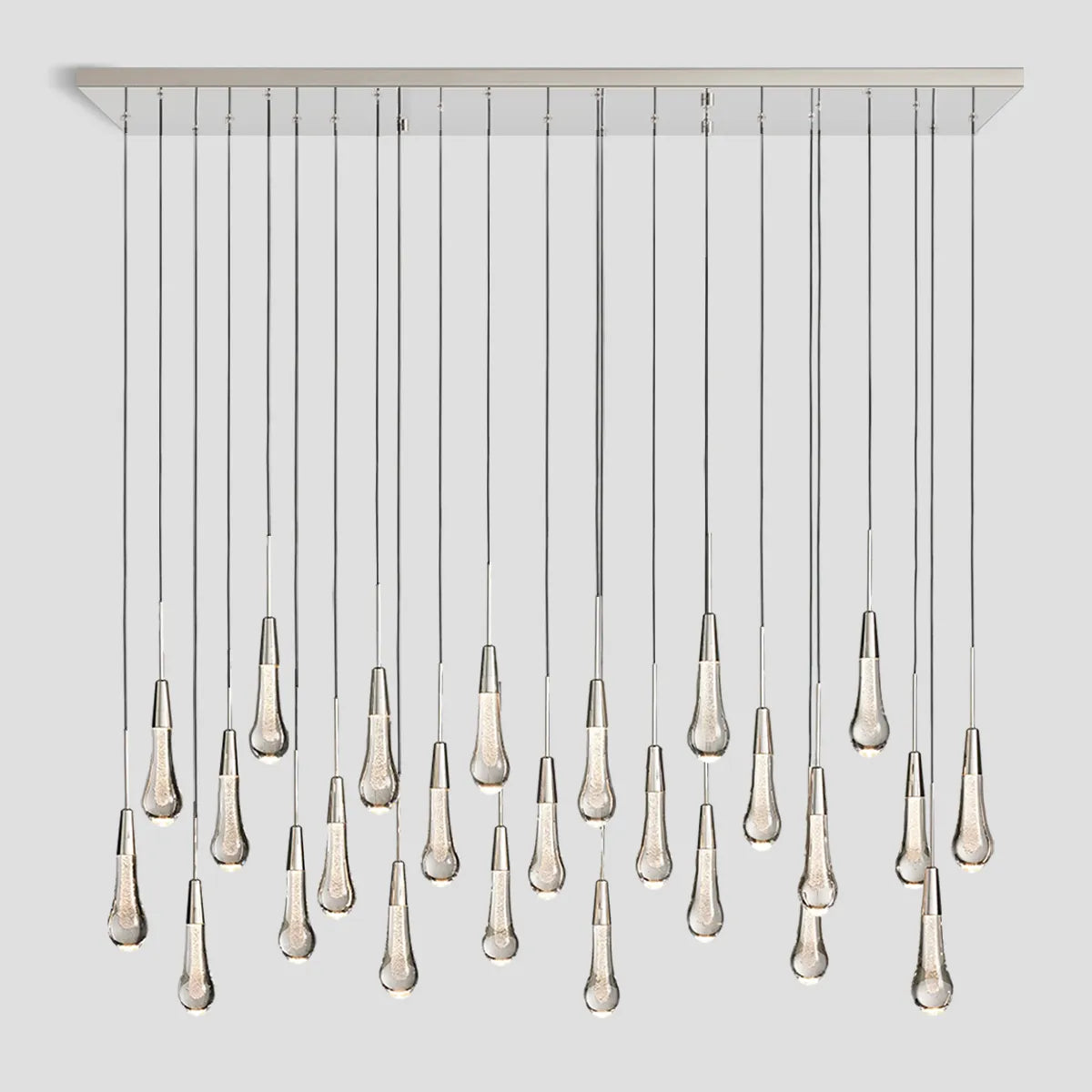 Soltaire Modern Glass Linear Chandelier 37'' 50'' 70''W 87"W 120"W Chandelier Kevin Studio Inc Nickel 87" 