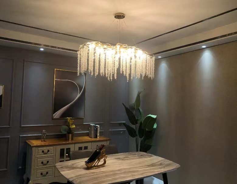 Crystal Leaf Chandelier For Dining Table Branch Style Ceiling Light for Modern Home