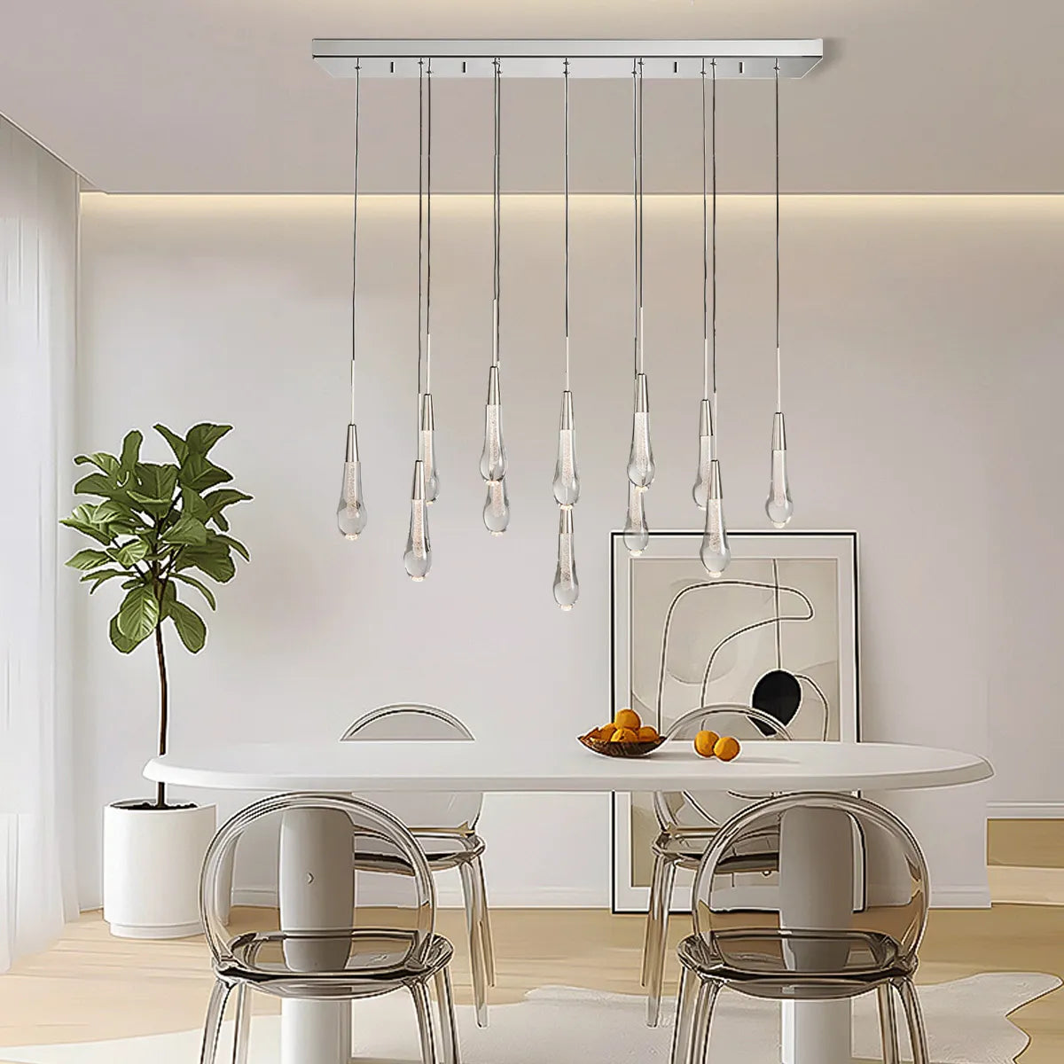 Soltaire Modern Glass Linear Chandelier 37'' 50'' 70''W 87"W 120"W Chandelier Kevin Studio Inc   