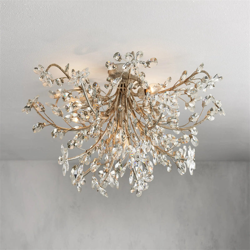 Fiore Flushmount, Crystal Flushmount Ceiling Light For Bedroom, Living Room, Dining Room