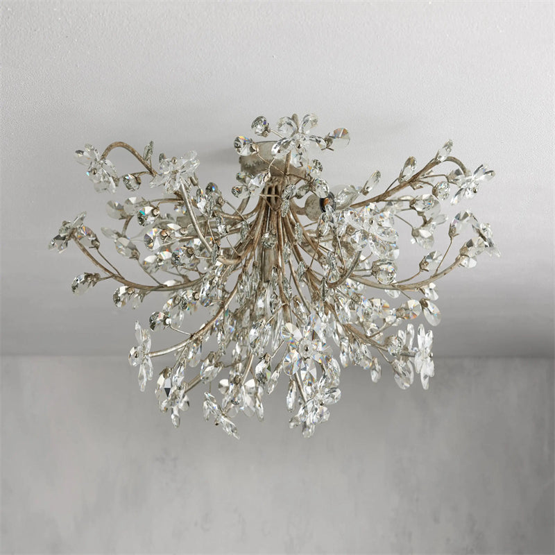 Fiore Flushmount, Crystal Flushmount Ceiling Light For Bedroom, Living Room, Dining Room