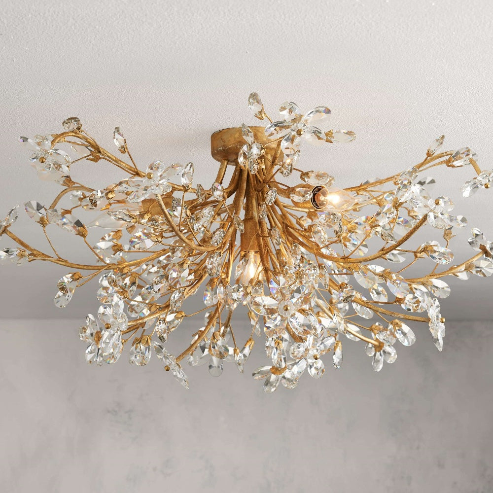 Fiore Flushmount, Crystal Flushmount Ceiling Light For Bedroom, Living Room, Dining Room