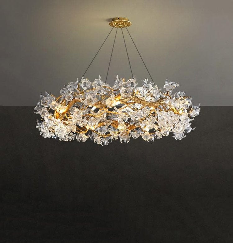 LS Tree Branch Rystal Brass Branch Round Chandelier