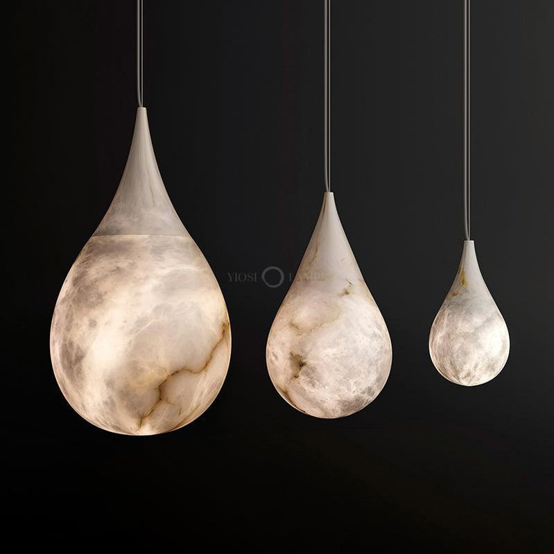 LS Alabaster Raindrop Pendant Lighting, Dining Table Pendant