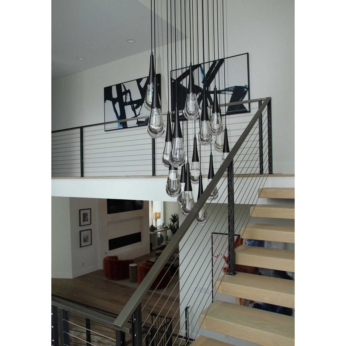 Rain LED Square Chandelier For Living Room, Hallway, Staircase