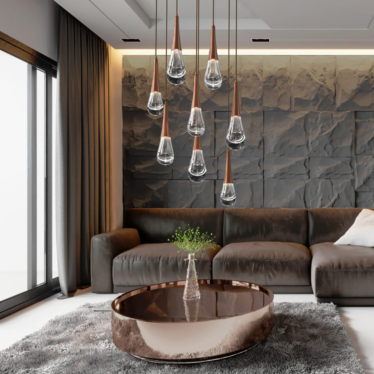 Rain LED Round Chandelier For Living Room, Hallway, Staircase