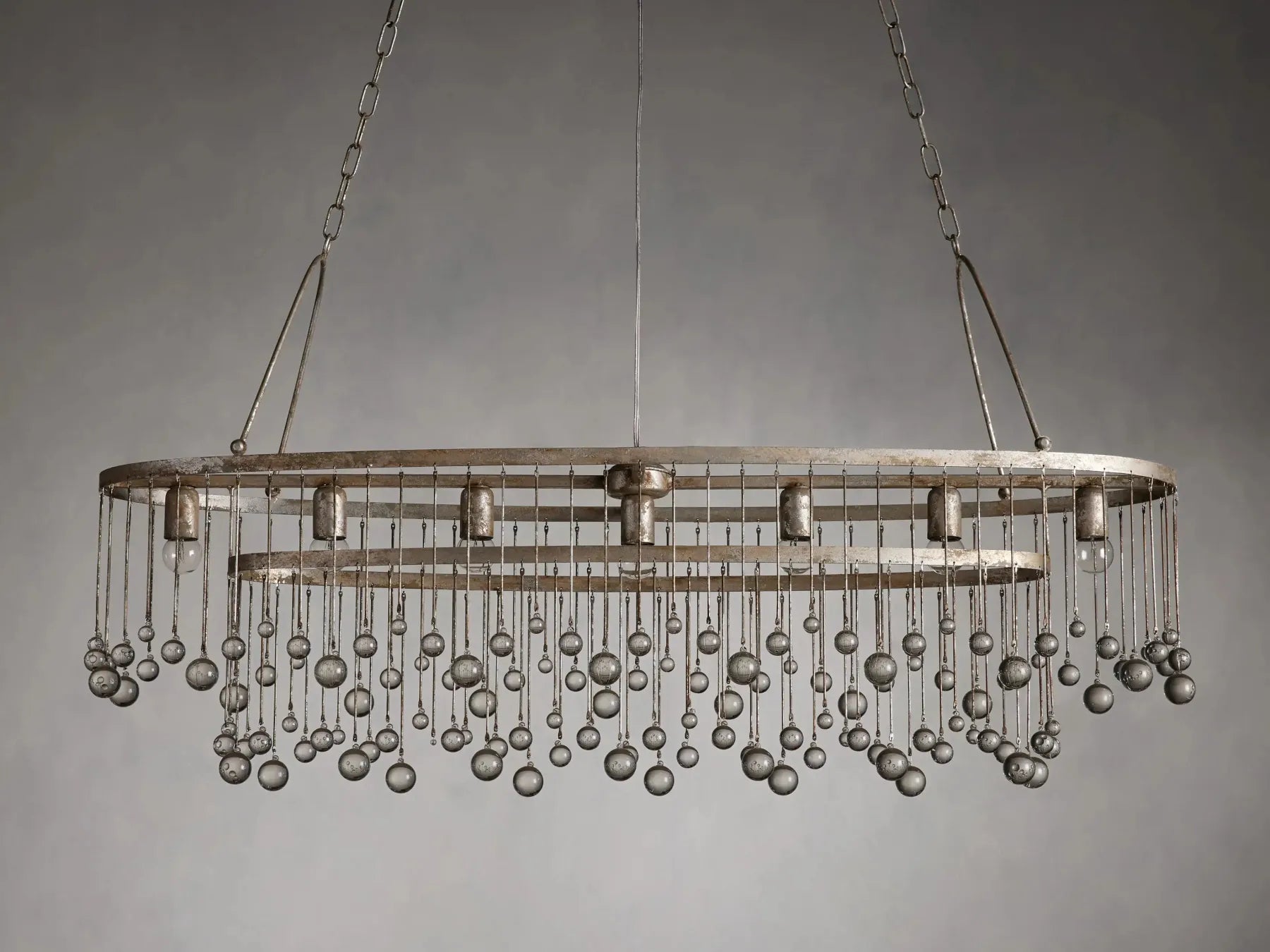 Modern Aubrey Crystal Ball 7 Light Oval Chandelier