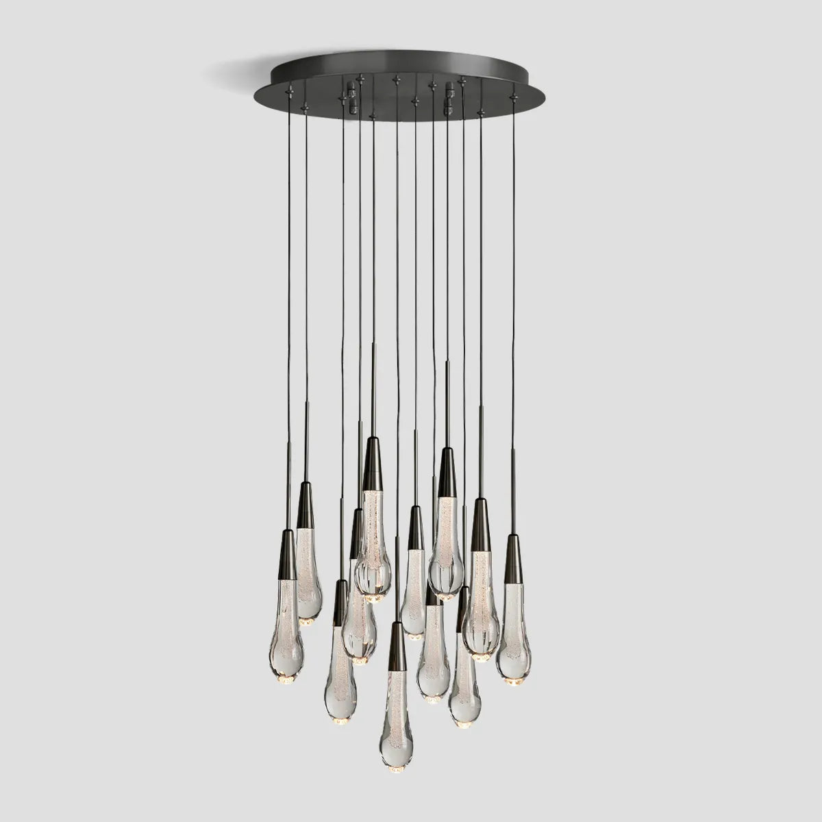 Soltaire Modern Round Glass  Chandelier 17'' 24'' 36'' 58'' Chandelier Kevin Studio Inc Black 17''D 