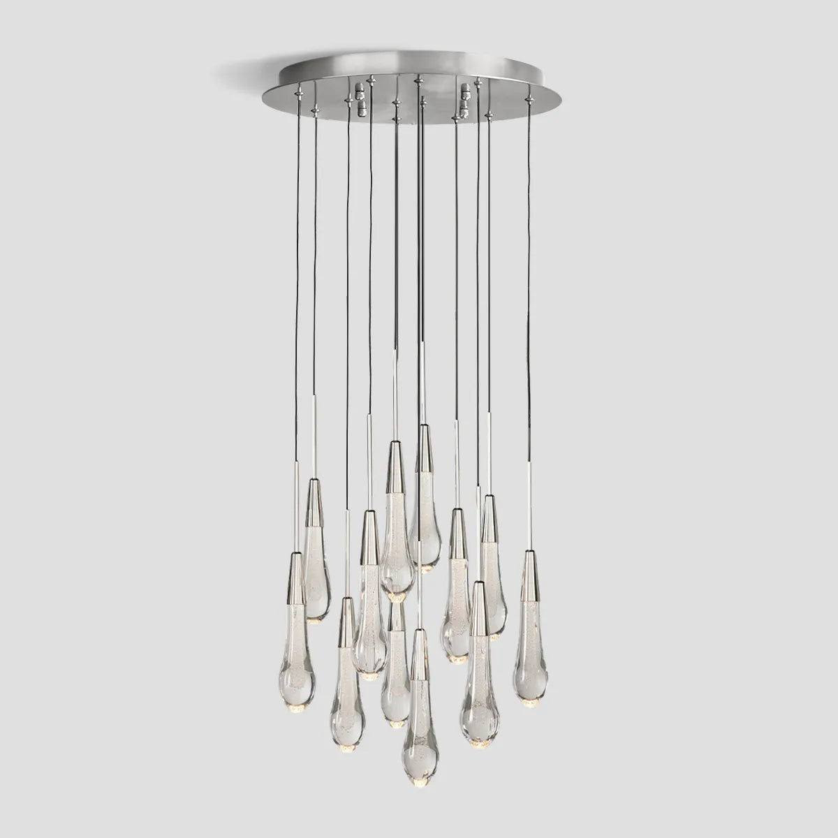 Soltaire Modern Round Glass  Chandelier 17'' 24'' 36'' 58'' Chandelier Kevin Studio Inc Nickel 17''D 