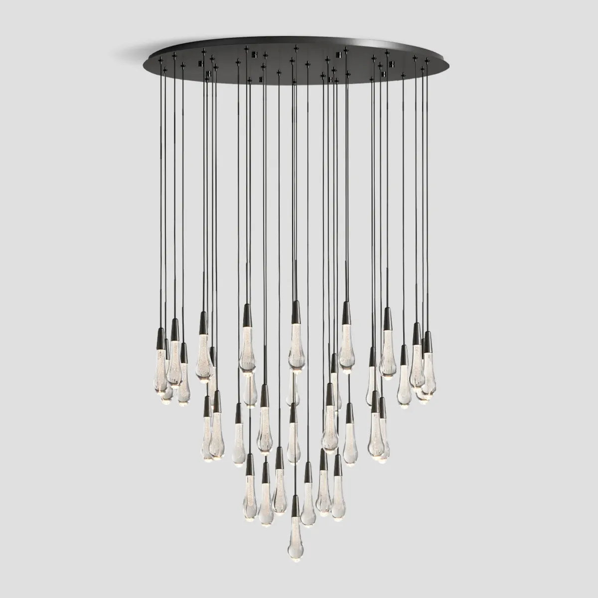 Soltaire Modern Round Glass  Chandelier 17'' 24'' 36'' 58'' Chandelier Kevin Studio Inc Black 58''D 