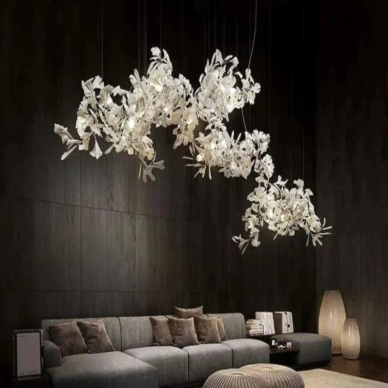 LS Luxury Ceramic Ginkgo Branch Chandelier