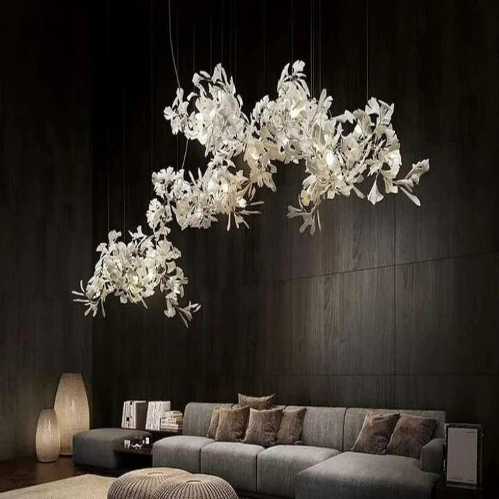 LS Luxury Ceramic Ginkgo Branch Chandelier