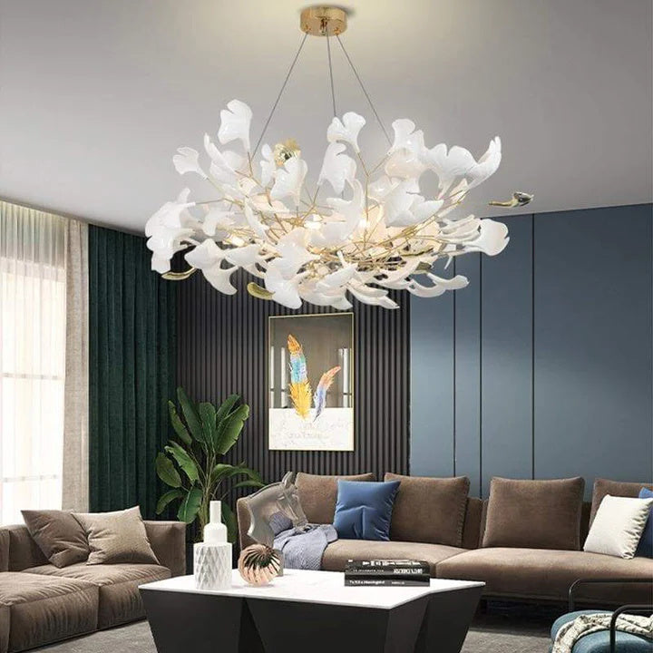 LS Luxury Ceramic Ginkgo Petal Chandelier