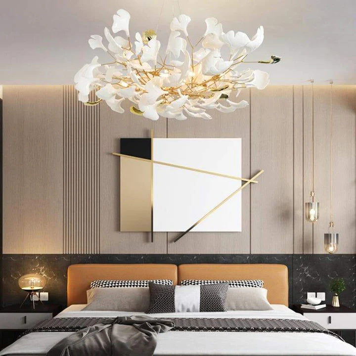 LS Luxury Ceramic Ginkgo Petal Chandelier