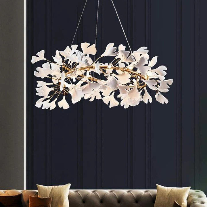 LS Luxury Ceramic Ginkgo Round Chandelier