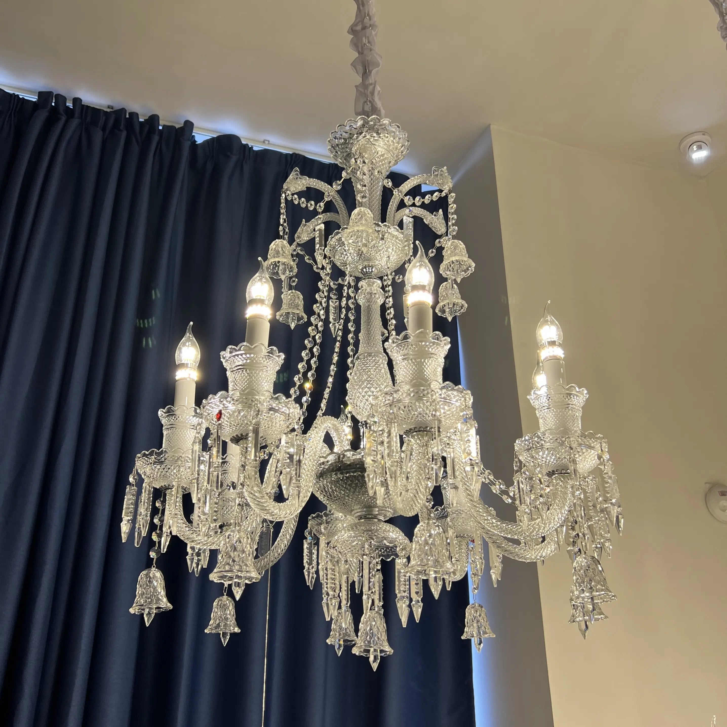 European-style Luxury Candle Blue/Clear Crystal Oversized Chandelier Art Branch Designer Foyer/Staircase Light Fixture