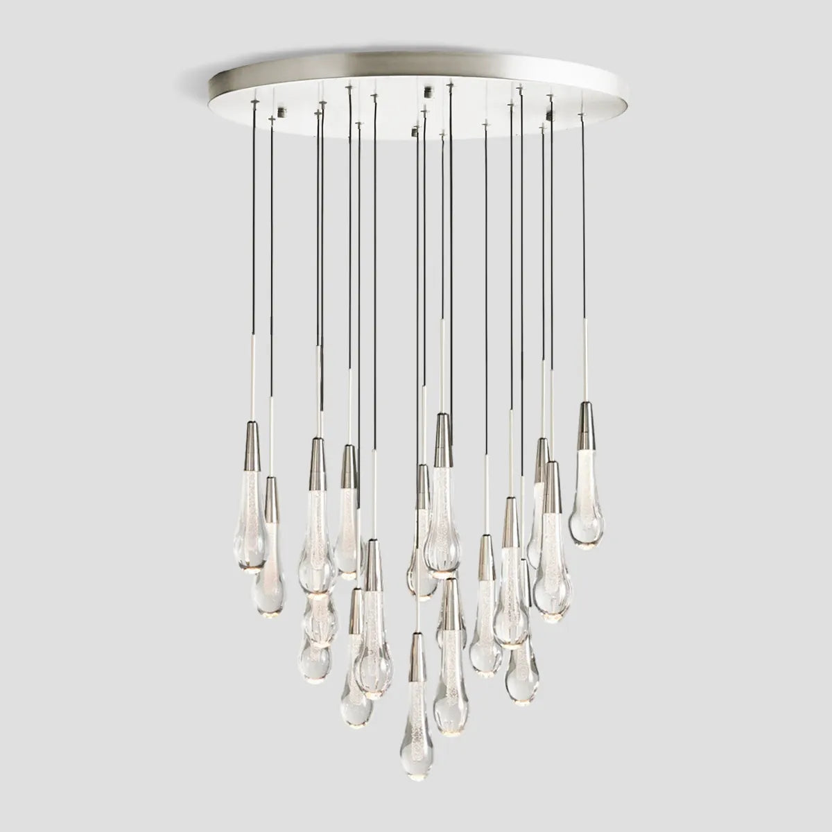 Soltaire Modern Round Glass  Chandelier 17'' 24'' 36'' 58'' Chandelier Kevin Studio Inc Nickel 24''D 