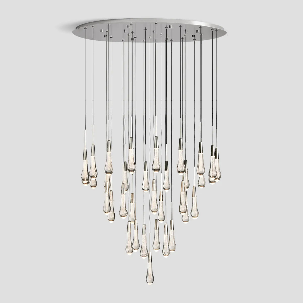 Soltaire Modern Round Glass  Chandelier 17'' 24'' 36'' 58'' Chandelier Kevin Studio Inc Nickel 36''D 