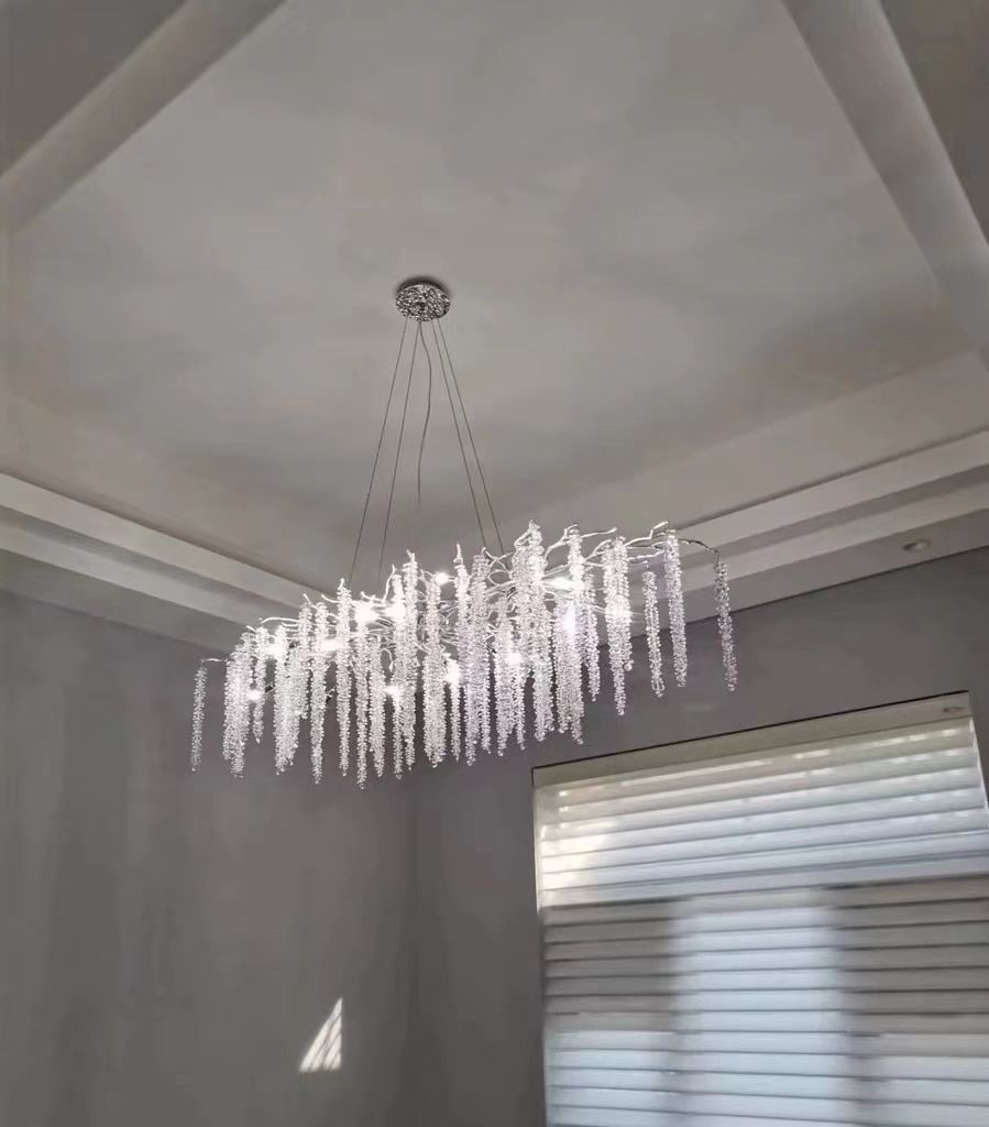 Crystal Leaf Chandelier For Dining Table Branch Style Ceiling Light for Modern Home