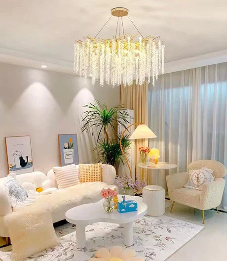 Crystal Leaf Chandelier For Dining Table Branch Style Ceiling Light for Modern Home