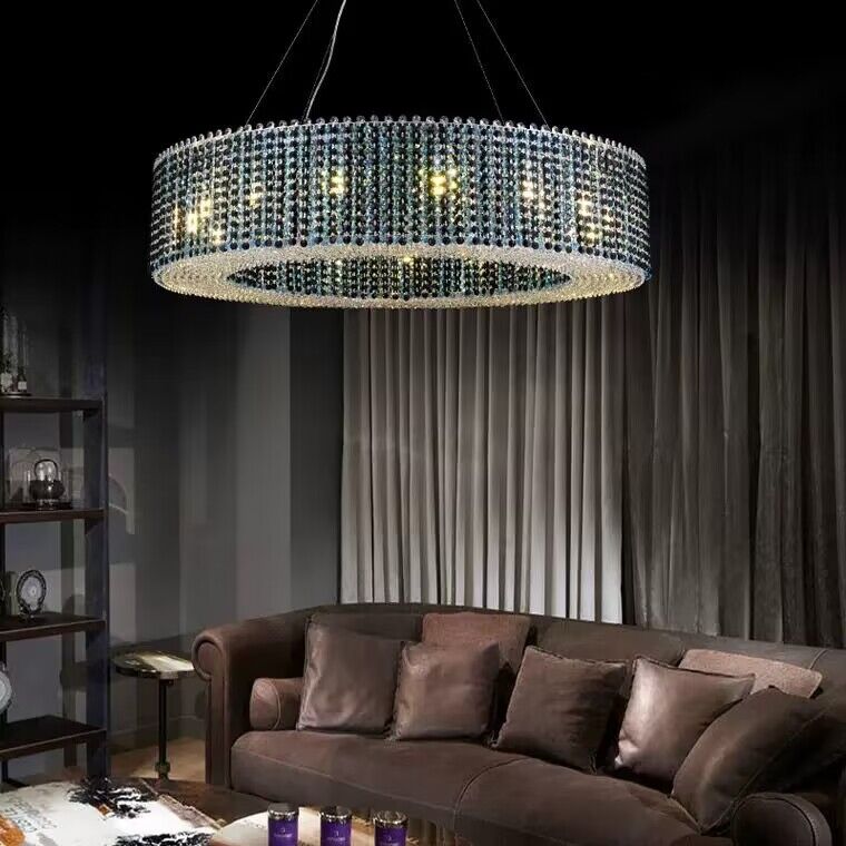 Italian Modern Light Luxury Round Crystal Chandelier Decorative Light Fixture For Living Room/Dining Room