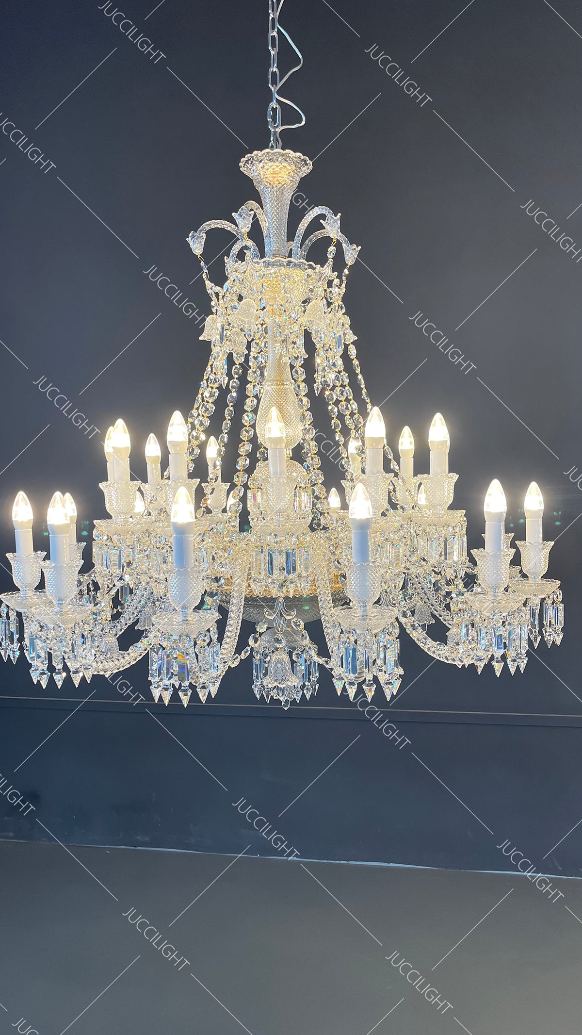 Long Neck Zenith Bacckrat Crystal Chandelier