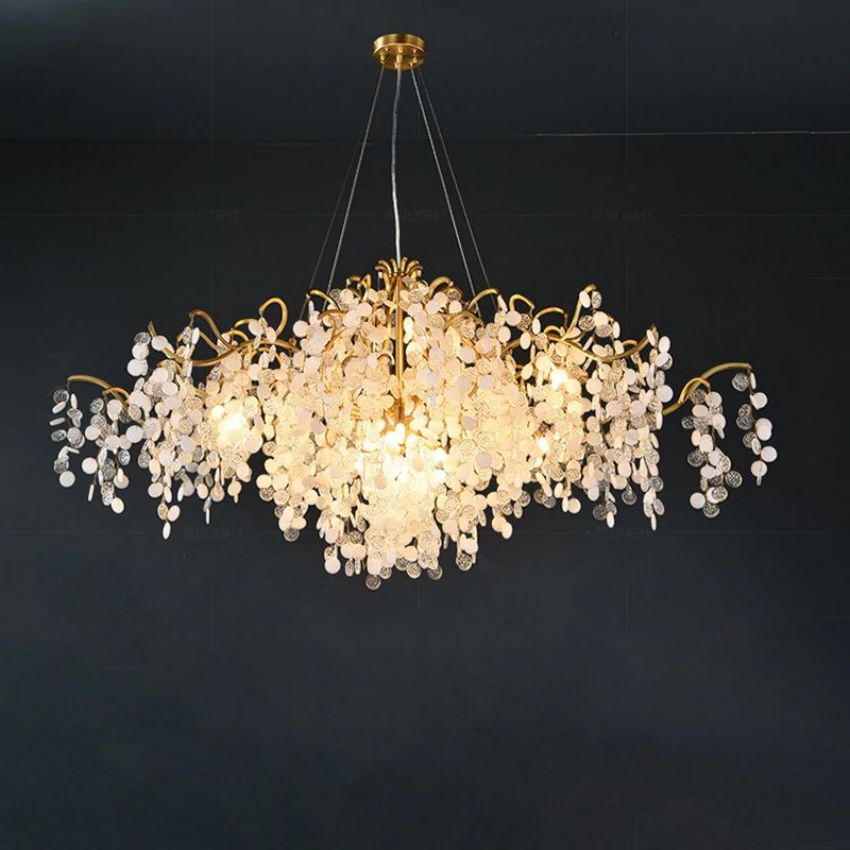 LS Spring Oval Branch  Brass Chandelier