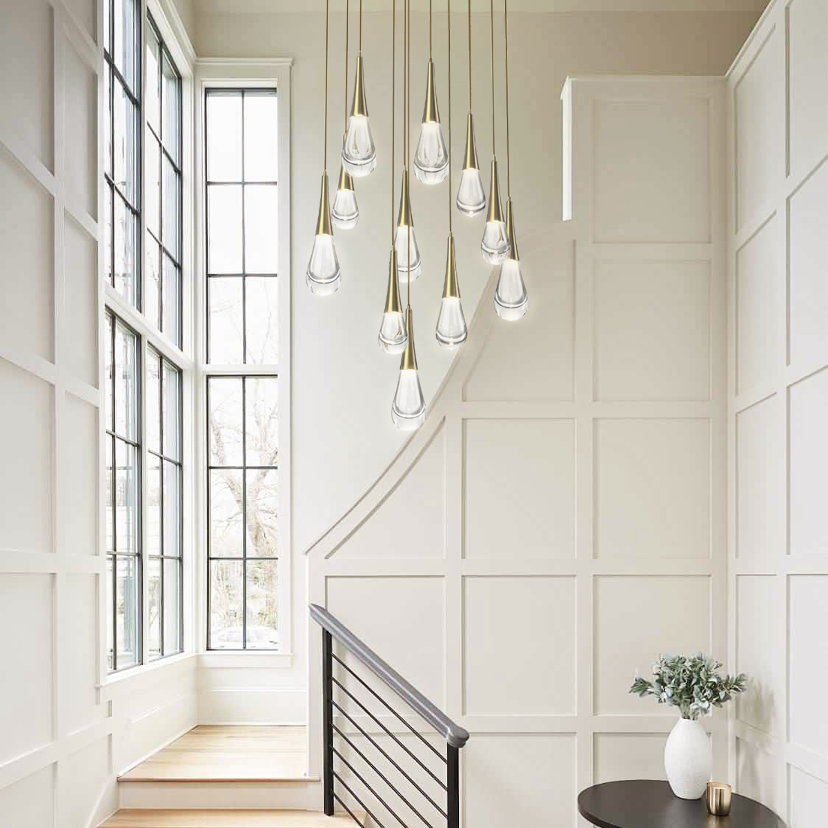 Rain LED Round Chandelier For Living Room, Hallway, Staircase