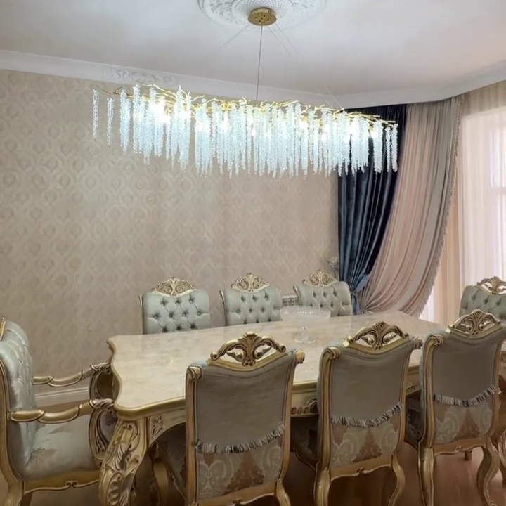 Crystal Leaf Chandelier For Dining Table Branch Style Ceiling Light for Modern Home