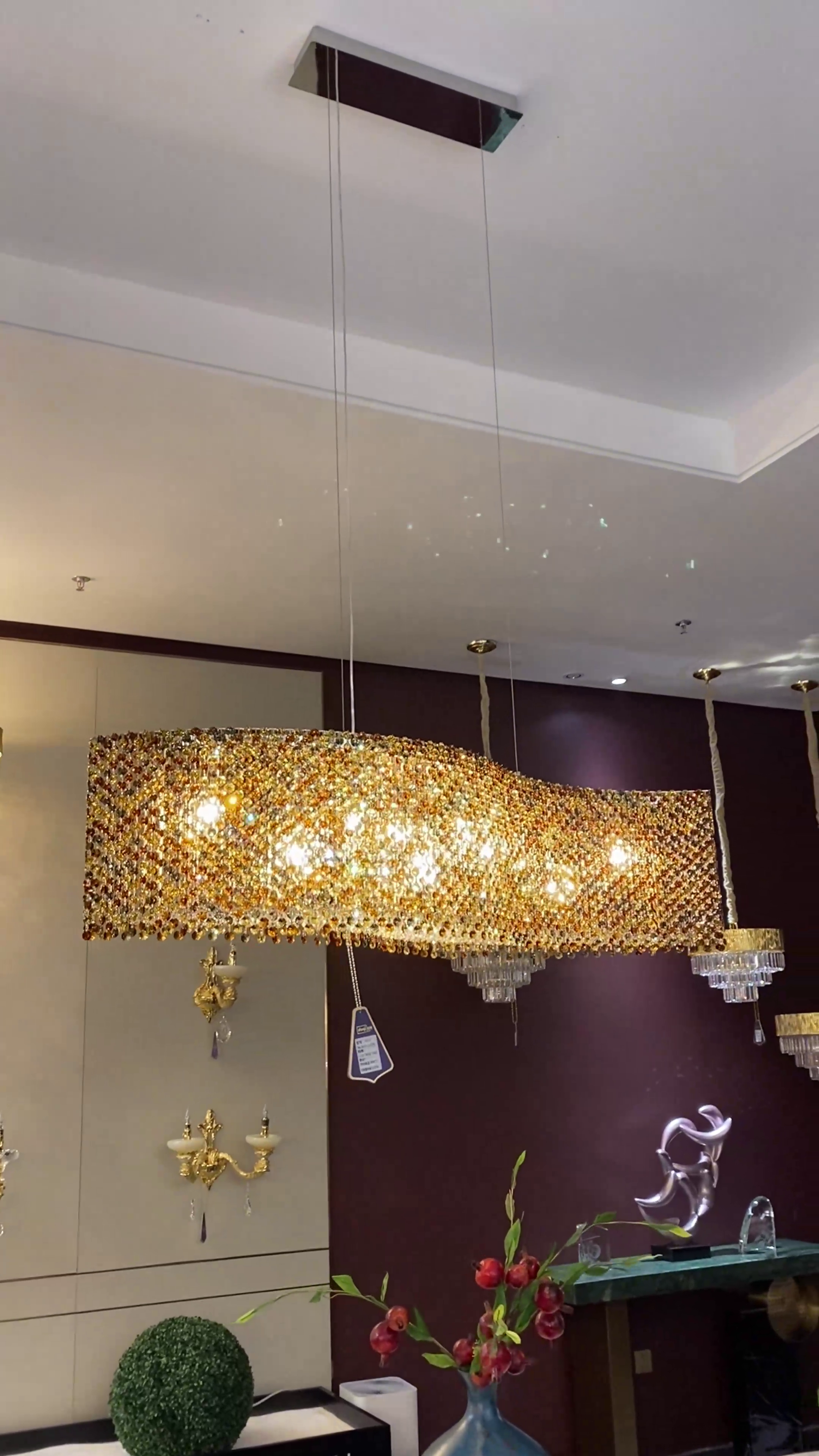 Italian Modern Light Luxury Round/Wavy Crystal Chandelier Decorative Light Fixture For Living Room/Dining Room