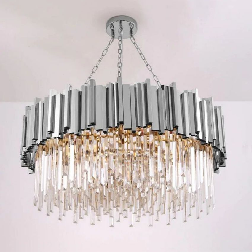 Bourbons Flush Mount Chandelier chandeliers for dining room,chandeliers for stairways,chandeliers for foyer,chandeliers for bedrooms,chandeliers for kitchen,chandeliers for living room Rbrights 31.5"D Chrome 